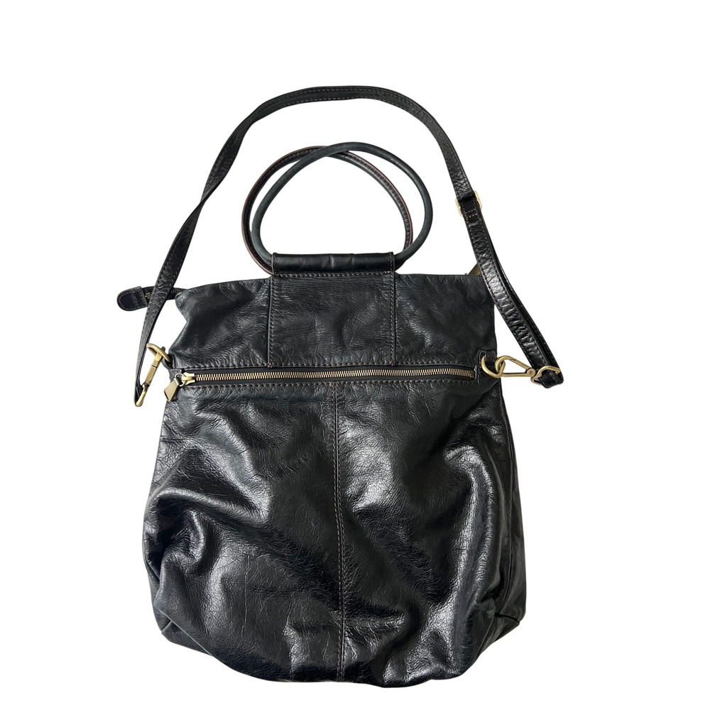 Hobo Handbag Black Leather Purse Bag Slouchy Circle Handle